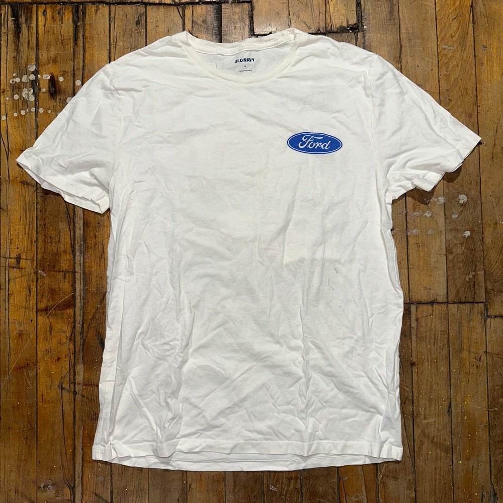 Ford Tee Shirt Boys Medium White Short‎ Sleeve Crew Neck Pullover Grunge Logo